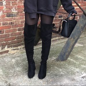 Black suede over the knee boots